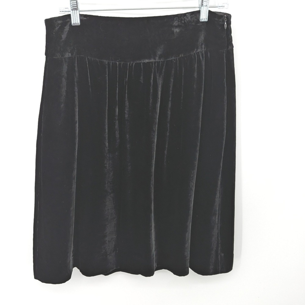 Theory Silk Blend Skirt Womens 6 Black Velvet A Line Pockets Holiday Cocktail